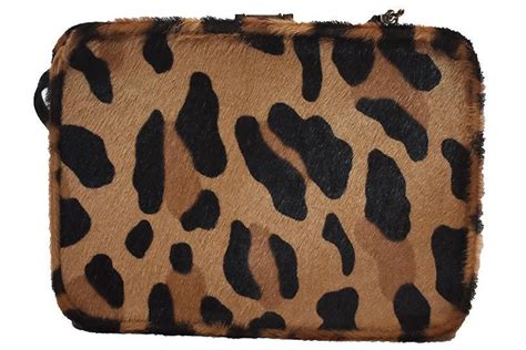 Prada Cavallino St. Le Clutch Leopard Brown Multicolor 